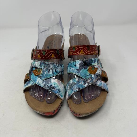L’Artiste by Spring Step Multicolor Leather Wedge Sandals Size 37 Artsy Festival - Picture 7 of 7